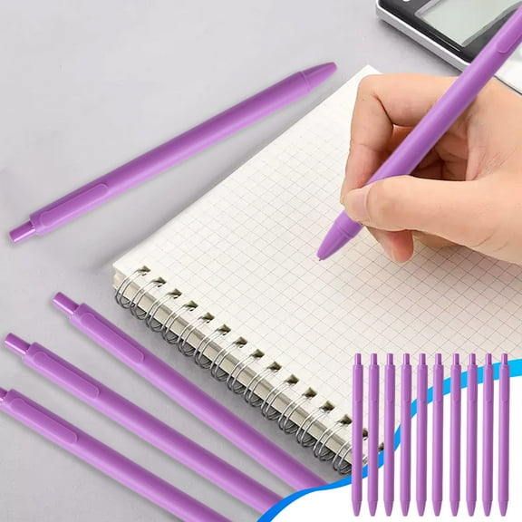 Gallickan Gel Pens, 10-Pack Black Retractable Ink Pens, 0.5mm Fine Point Smooth Writing, Large Capacity 1ml for Office, , Note Taking, Light Purple