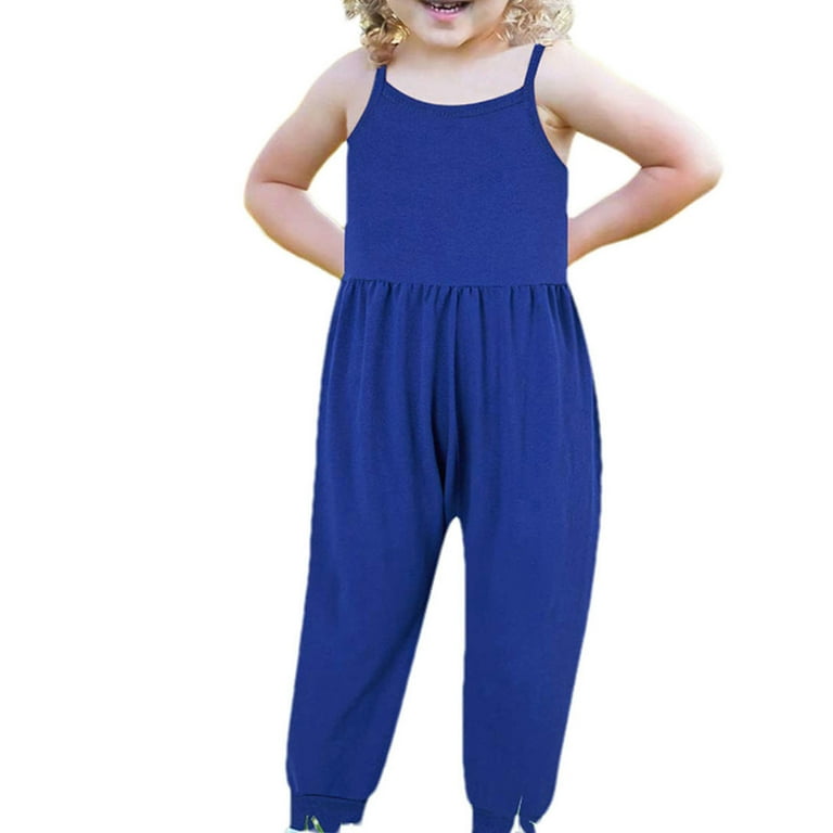 Gallickan Girl Toddler Jumpsuits Rompers Girls Kids Summer Solid Color Romper Sling Sleeveless Backless Short Jumpsuit Sizes 1T 5T Kids Deals under