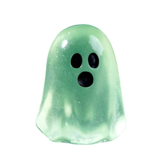 Gallickan Glowing Figurines, Mini Resin Halloween Decor Pumpkin Ghost Statues, Cute Witch Models for Garden Party DIY Home Ornament, B