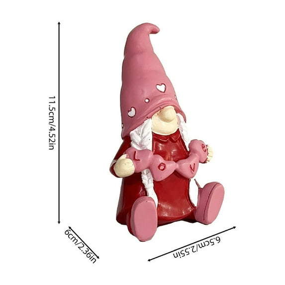 Gallickan Gnome Figurine, Resin Decorative Statue, Small Ornament for Home Decor, Festive Accent for Valentine's Day and Christmas Holiday Decorations, A