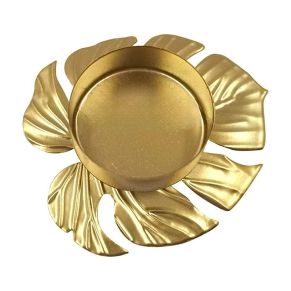 Gallickan Gold Leaf Candle Holder, Metal Iron Hollow Design Candle Stand, Decorative Leaf Tealight Cup, Festive Home Decor for Holiday Gifting, B