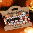 thumbnail image 1 of Gallickan Halloween Bracelets, Gothic Style Multi Strand Beaded Pack Featuring Bat and Pumpkins, Adjustable Stackable Bracelets for Teens Festive Party Favors, C, 1 of 6