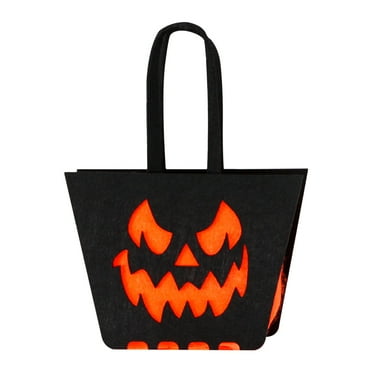 Gallickan Halloween Candy Bag, Trick-or-Treat Tote & Candy Basket for Kids, Pumpkin Bucket, Candy Bag, Candy Container for Halloween Party Supplies, Black