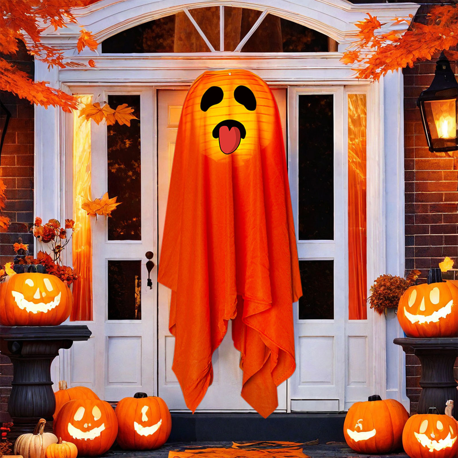 Gallickan Halloween Decoration Outdoor, Lighted Glowing Ghost Outdoor Ornaments Hanging Ghosts Decorations for Halloween Party Indoor Outdoor Home Garden Yard, B