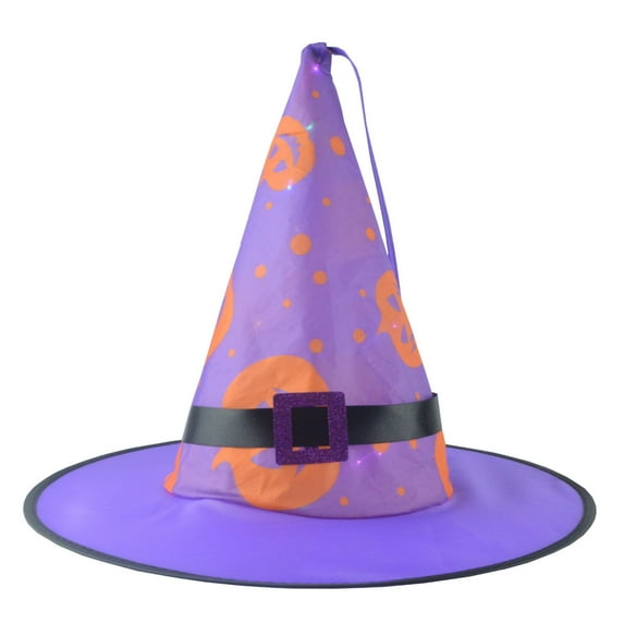 Gallickan Halloween Decorations, Hanging Lighted Witches Hats for Indoor Outdoor Decor, Halloween Decorations for Outdoor Party Accessories, Purple