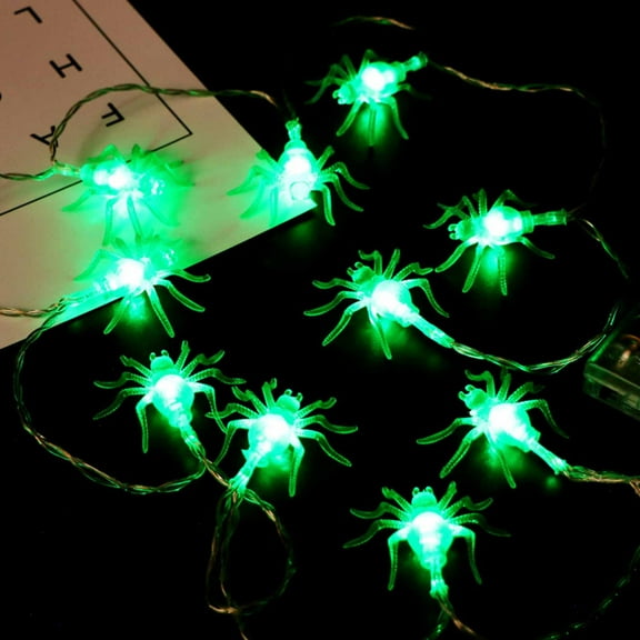 Gallickan Halloween Decorations Spider String Lights, 10 LEDs Hanging Halloween Spider Lights Battery Operated Lights for Halloween Party Decor, Green