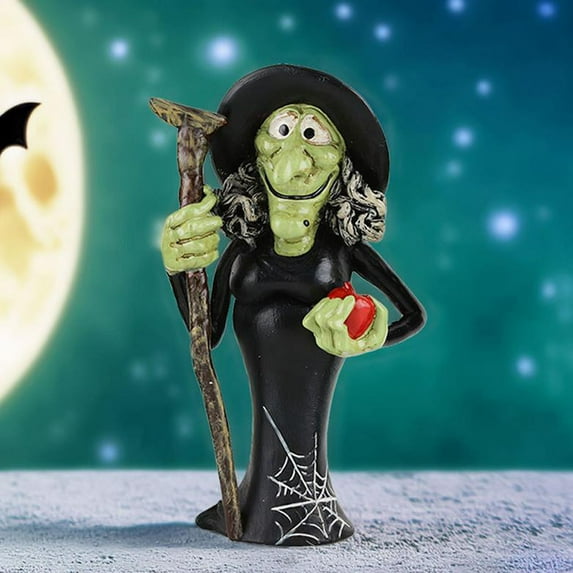 Gallickan Halloween Figurine, Black Cat Witch Pumpkin Resin Statue, Halloween Decor for Halloween Decorations, Porch and Indoor Home Decor, Witch