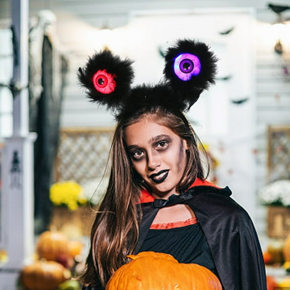 Gallickan Halloween Headband, Shining Eyeballs Black Light Up Hair Accessory, Party Wear, Festive Enhancer, Black