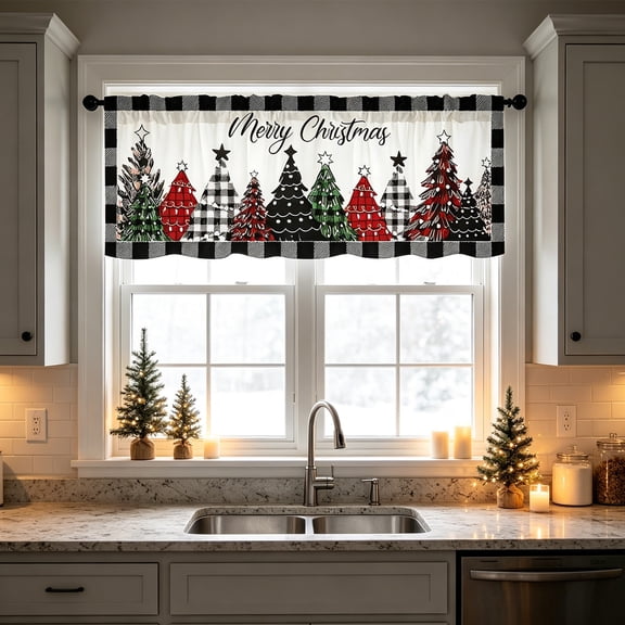 Gallickan Halloween Kitchen Tier Curtains, 2D Printed Short Window Valance, Spooky Pumpkin Ghost Decor for Kitchen Dining Room, 100% Polyester, 1pc