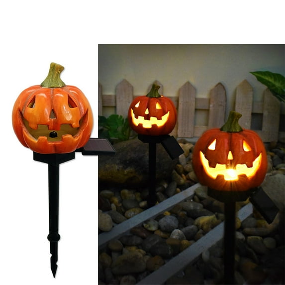 Gallickan Halloween Lights, Solar Outdoor Pathway Ground Stakes, Glowing Yard Decor for Nighttime, Garden Walkways, Orange