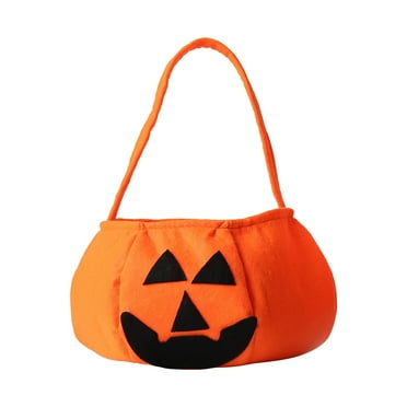 Gallickan Halloween Pumpkin Bucket, Halloween Candy Bags for Boys Girls, Trick-or-Treat Tote Bags, Reusable Cloth Bucket, Halloween Candy Container