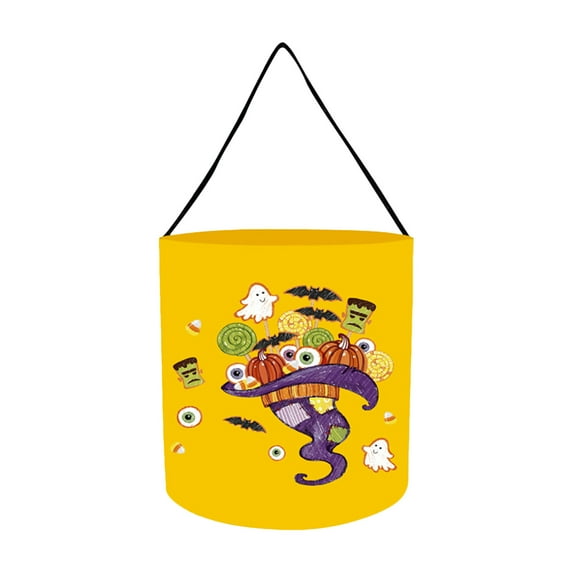 Gallickan Halloween Pumpkin Bucket, LED Light Halloween Candy Bags, Trick-or-Treat Tote Bags Party Bags for Kids, Reusable Bucket, Halloween Candy Container, K