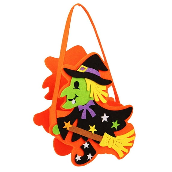 Gallickan Halloween Pumpkin Bucket, Portable Pumpkin Tote Bag, Pumpkin Cloth Bag, Easy to Carry, Candy Container for Halloween Party Supplies, Witch