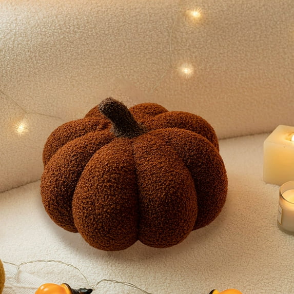 Gallickan Halloween Pumpkin Pillow, 14 Inch Soft Plush Decorative Cushion Harvest Festival Fall Thanksgiving Decor, for Home Sofa Living Room Seasonal Celebration, Brown
