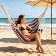thumbnail image 1 of Gallickan Hammock Chair Hanging Rope Swing, with 2 Pillows, for Outside Indoor Bedroom Outdoor, Blue Cloth, Heavy Duty, Relaxation, 1 of 6