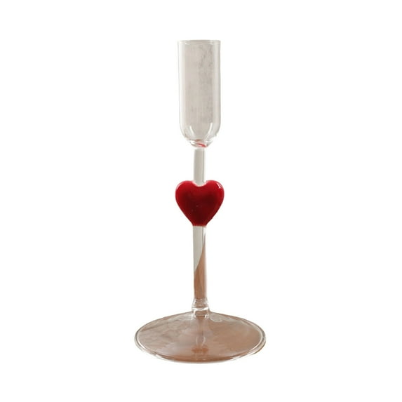 Gallickan Heart Candlestick Holder, Tall Footed Candle Stand, Romantic Table Decor, Colorful Candle Holder, Wedding Dinner Decor for Table, Mantel, Celebration, Red