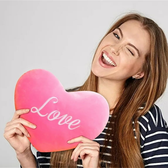 Gallickan Heart Pillow, Valentine's Day Decorative Throw Pillow, Knotted Love Heart Cushion, Soft Plush Accent Pillow for Bedroom, Sofa Decor, A