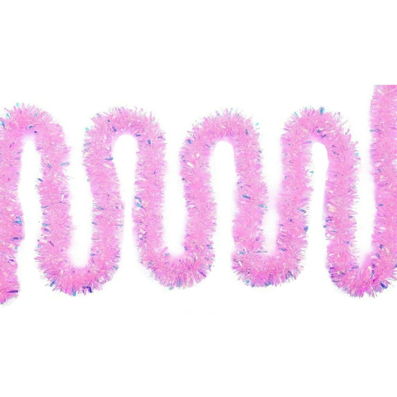 Gallickan Holiday Tinsel Garland, 78 Inch Christmas Garland, Metallic Hanging Decor, Shiny Party Streamer, for Tree and Home Decoration, Wedding Festival Decor, Pink