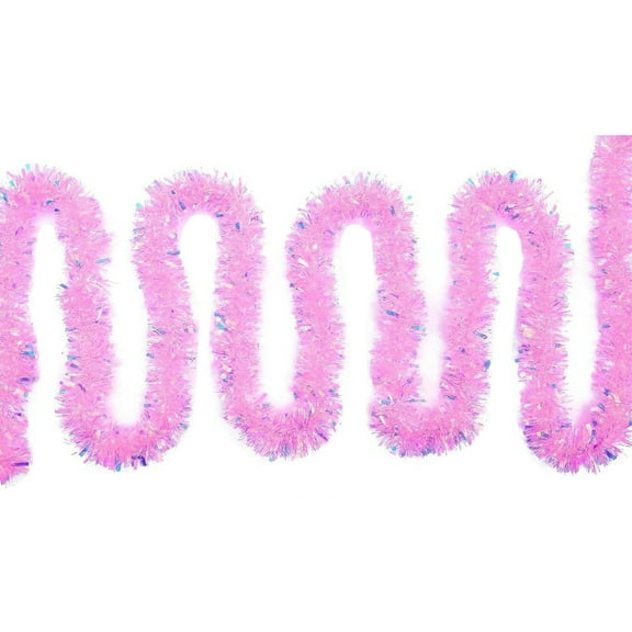 Gallickan Holiday Tinsel Garland, 78 Inch Christmas Garland, Metallic Hanging Decor, Shiny Party Streamer, for Tree and Home Decoration, Wedding Festival Decor, Pink
