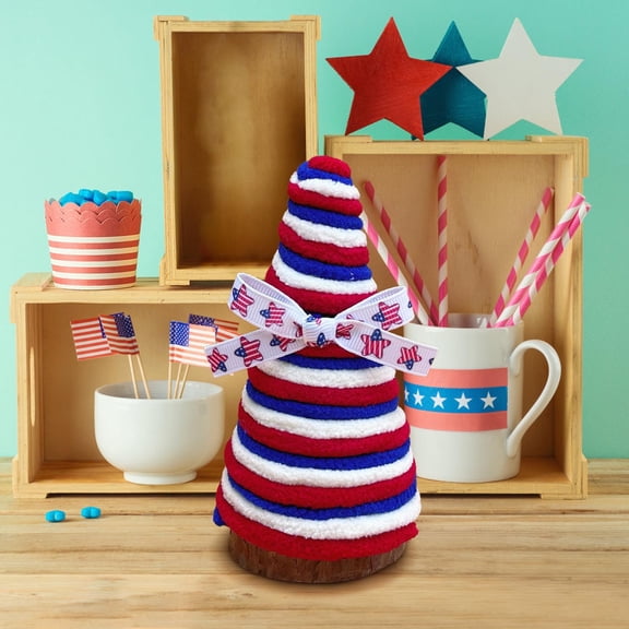 Gallickan Independence Day Cones Ornament, Red White Blue Patriotic Star Stripe Tabletop Decor for 4th of July, Memorial Day