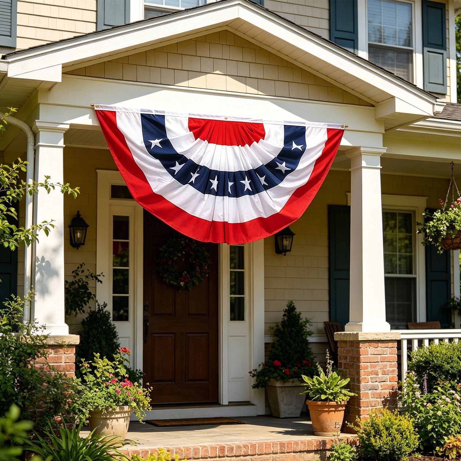 Gallickan Independence Day Fan-Shaped Patriotic Flag 60x120cm USA American Flag for Outdoor Garden Porch Holiday Decor