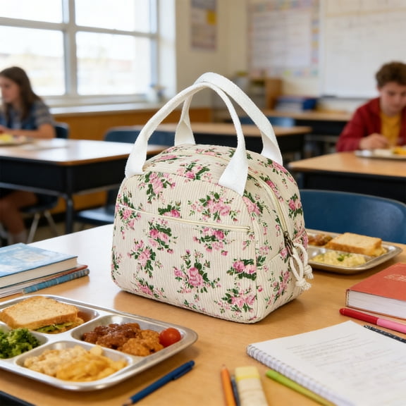Gallickan Insulated Lunch Box Bag, High-End Portable Handheld, Large Capacity, Waterproof, Office Commute Outdoor Picnic, Beige, 1pc