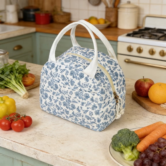 Gallickan Insulated Lunch Box Bag, High-End Portable Handheld, Large Capacity, Waterproof, Office Commute Outdoor Picnic, Blue, 1pc