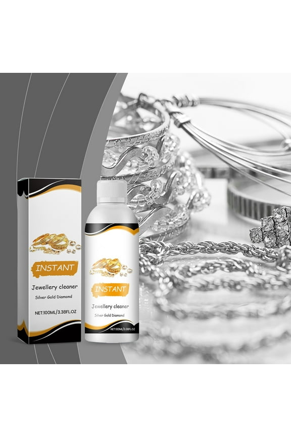 Jewelry Cleaner, Stain Removal Solution Glass Care 3.4 fl oz, Quick Tarnish Remover Liquid, Cleaner for Rings Necklaces Maintenance, Multicolor