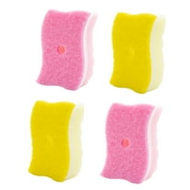 Gallickan Kitchen Sponges, 4 Pack Dishwashing Sponge, Dual Side Dish Sponges Kitchen Cleaning Sponge for Non-Coated Cookware,Pocelain Bakeware and Dishes, Yellow,Pink
