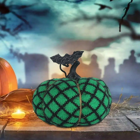 Gallickan Knitted Pumpkin Decor, Handmade Wool Ornament For Festive Mood, Party Supplies For Holiday Tabletop Arrangements And Home, Green