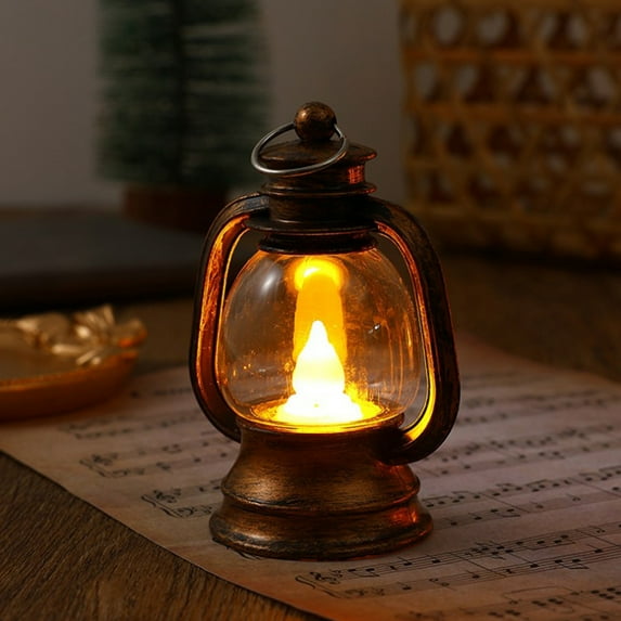 Gallickan LED Candle Lantern, Vintage Table Centerpiece, Camping Hanging Lamp, Birthday Wedding Halloween Christmas Decor, Gold