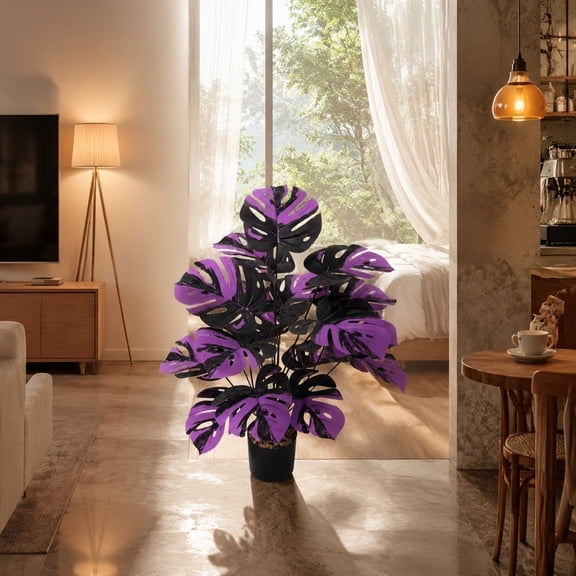 Gallickan Large Artificial Monstera Palm Banana Leaf Faux Tropical Floor Plant for Living Room Corner Decor Indoor Realistic Fake Tree