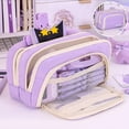 thumbnail image 1 of Gallickan Large Pencil Case, Multi Layer Storage, Zippered Supplies, Office Organizer, Capacity Stationery Bag, Study Work Essential, Purple, 1 of 6