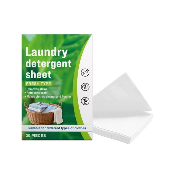 Gallickan Laundry Detergent Sheets, 30 Count, Ultra Concentrated Stain Remover, Easy Dissolve, Lightweight, for Travel, Home, Machine or Hand Washing, White
