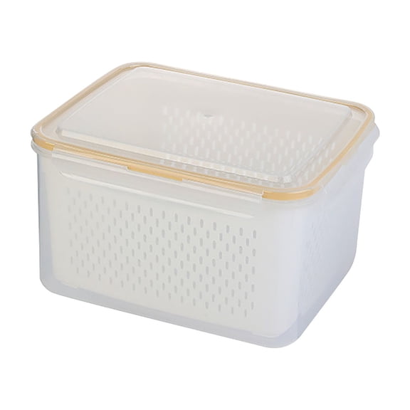 Gallickan Leakproof F Storage Container with Removable Colander, BPA-Free Produce Keeper for Fruits Vegetables Meat, Dishwasher Safe, White, M