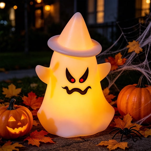 Gallickan Light Up Halloween Tabletop Decor, LED Glowing Ghost Statue, Battery Powered Spooky Desktop Ornament, Plastic, Style B, 1pc