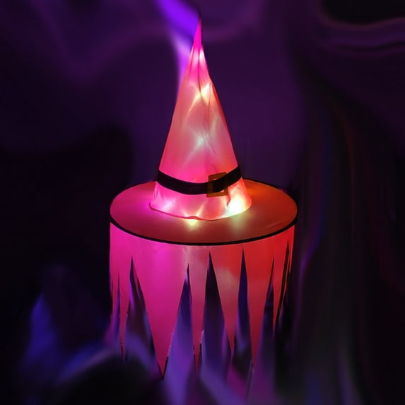 Gallickan Lighted Halloween Hat, 2Pcs LED Halloween Witch Hat, Halloween Decorations for Outdoor Witch Party Carnival Supplies for Party Decor, Red