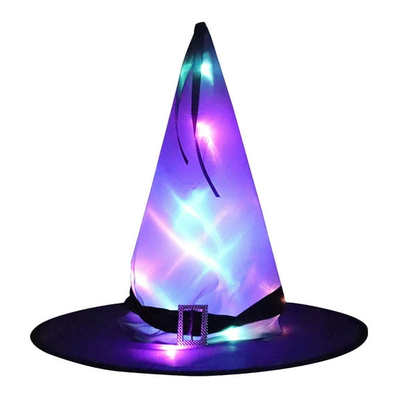 Gallickan Lighted Witch Hat, Light Up LED Halloween Witch Hat, Halloween Decorations for Outdoor Garden Party Carnival Supplies for Party Decor, Purple