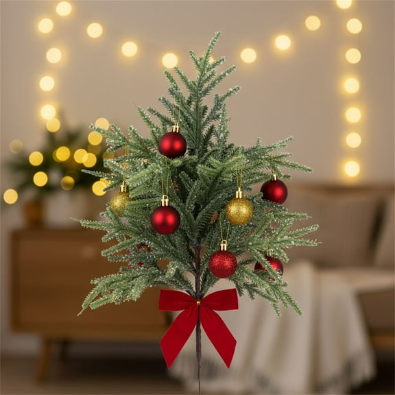 Gallickan Lit Christmas Branches, 5 Pack 15 Inch Norfolk Pines, LED Lighted Stems, Artificial Green Decor, for Indoor Winter Decoration, Green