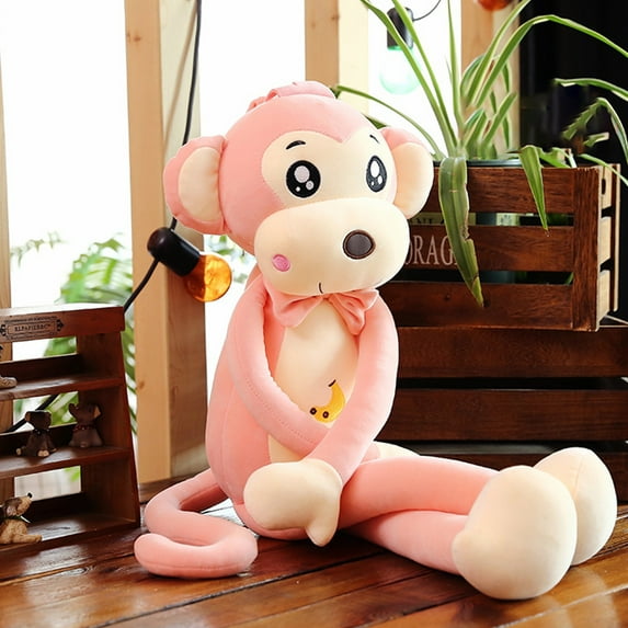Gallickan Long Arms Monkey Plush Stuffed Animal, 15.7" Pink Hanging Stuffed Monkey with Long Hands, Cute Monkey Dolls Gifts For Family Friend And Children, Pink
