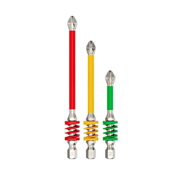 Gallickan Magnetic Screwdriver Bits Set of 3, Spring Loaded Electric Drill Heads, Anti-Slip Driver, Tool Replacement Accessories, Multicolor