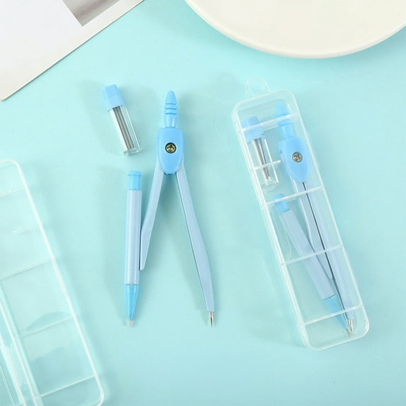 Gallickan Math Compass Set, Metal Drafting Tool for, Geometry Drawing Kit with Extension Bar, Multifunctional Classroom Study Instrument, Blue