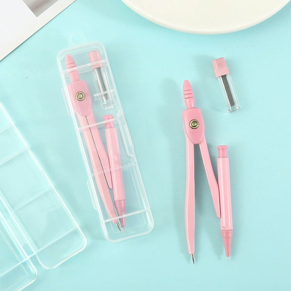 Gallickan Math Compass Set, Metal Drafting Tool for, Geometry Drawing Kit with Extension Bar, Multifunctional Classroom Study Instrument, Pink
