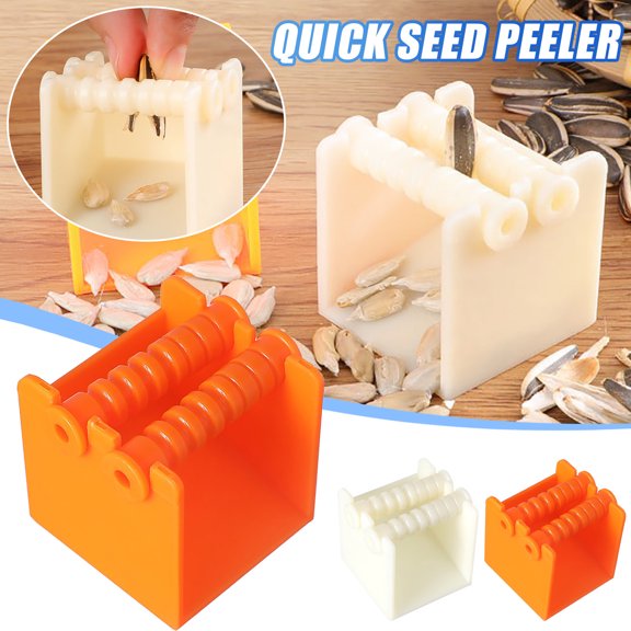 Gallickan Melon Seed Peeler Automatic Shelling Tool, Plastic Seed Opener Kitchen Gadget for Nut Cracking, 2PC Orange White