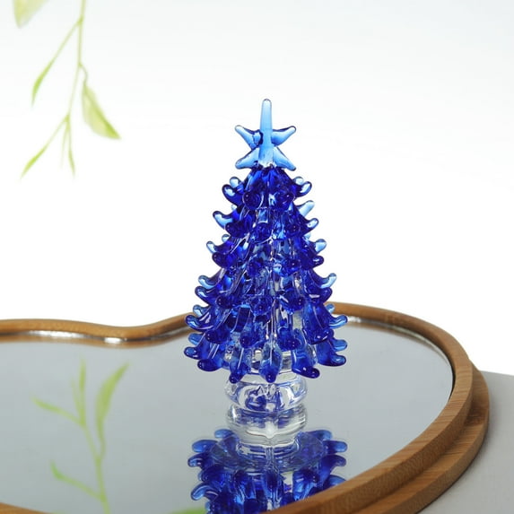 Gallickan Mini Christmas Tree, Glass Christmas Tree Decorations, Small Christmas Crafts Holiday Xmas Party Decor for Indoor Outdoor Tabletop Decoration, Blue