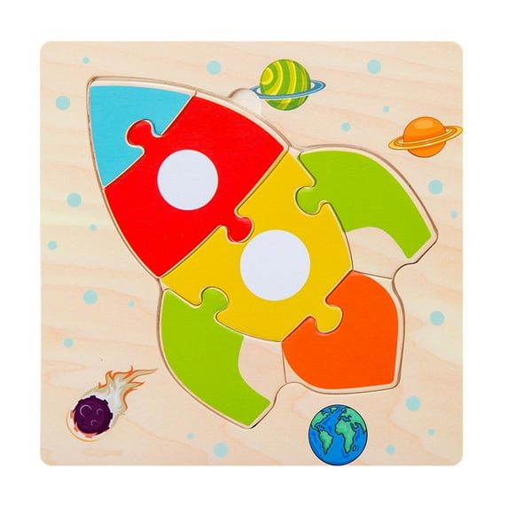 Gallickan Montessori Kids Puzzle, Space Rocket Wooden Jigsaw Puzzle, Preschool Education Learning Puzzle Toys, Ideal Gift for Kids Boys Girls Birthday