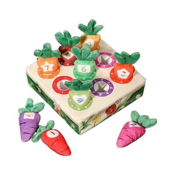 Gallickan Montessori Toys for Toddlers 1-3 Year Old, 2 In 1 Carrot Harvest Game & Cushions, Educational Shape Sorting Matching Puzzle Gift Toy(9 Carrots)