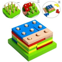 Gallickan Montessori Toys for 1-3 Year Old Boys Girls, Wooden Sorting & Stacking Educational Toys, Color Recognition Stacker Shape Sorter