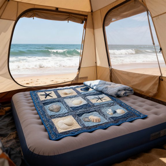 Gallickan Oceans Throw Blanket, Shells Starfish Print Flannel Blanket, Coastal Beach Themed Plush Throw, Soft Blanket for Sofa Bed and Coastal Decor, C