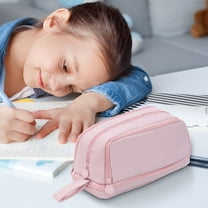 Gallickan Pencil Case, Large Capacity Multifunctional Storage Bag, Supplies Organizer with Compartments, Dirt Resistant Design, Pink